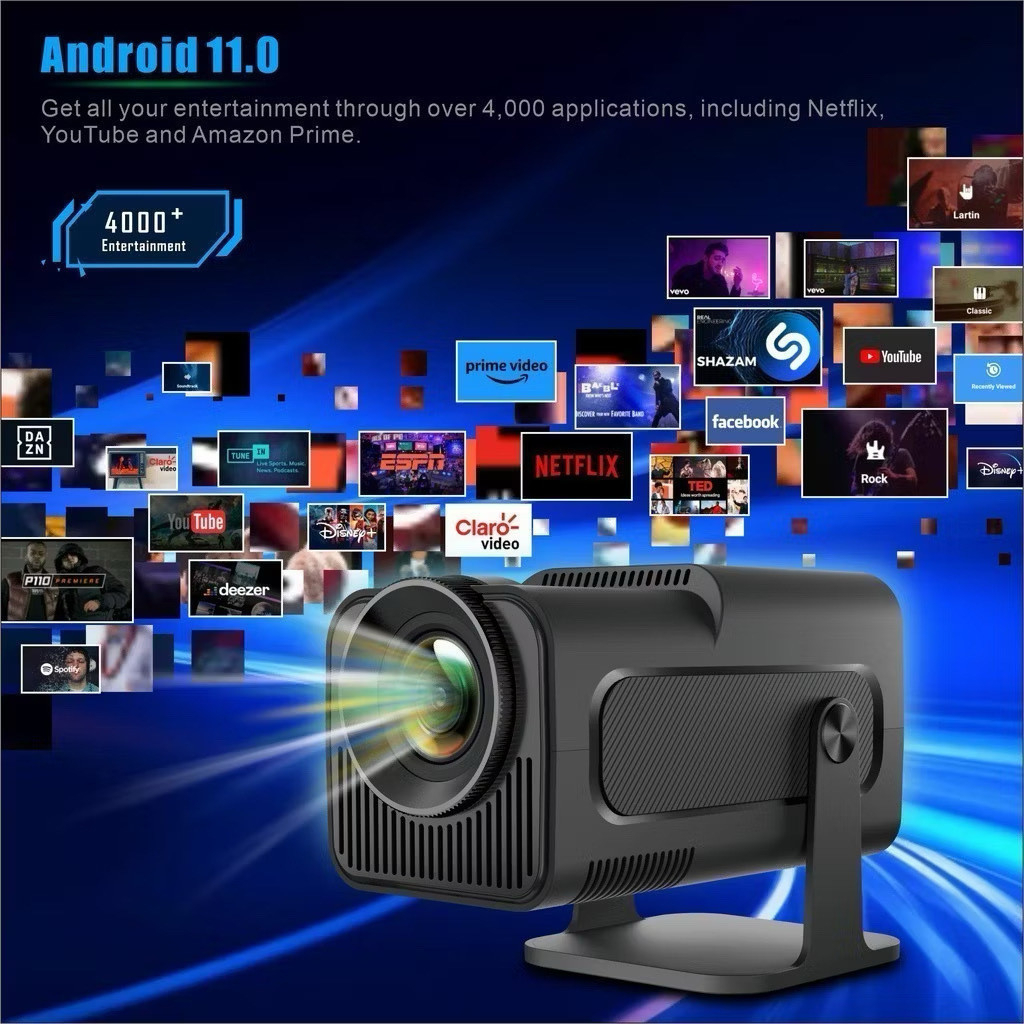 Mini Projetor HY320 Portátil Full HD 1080p 4K, Bluetooth, HDMI, USB | Cinema em Casa com Alto-Falante Integrado